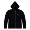 Sweat à capuche zippé intégral avec motif étoile en chevrons – Tailles asiatiques « Noir »