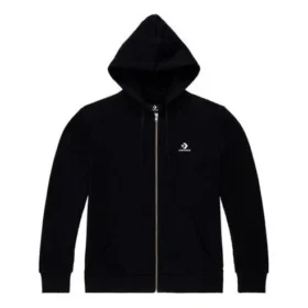 Sweat à capuche zippé intégral avec motif étoile en chevrons – Tailles asiatiques « Noir »