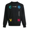 Sweat-shirt à col rond avec imprimé lettres contrastées « Noir »