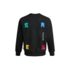 Sweat-shirt à col rond avec imprimé lettres contrastées « Noir »
