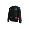 Sweat-shirt à col rond avec imprimé lettres contrastées « Noir »