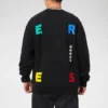 Sweat-shirt à col rond avec imprimé lettres contrastées « Noir »