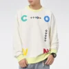 Sweat-shirt à col rond avec imprimé lettres contrastées « White »