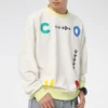 Sweat-shirt à col rond avec imprimé lettres contrastées « White »