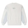 Sweat-shirt à col rond en patchwork de denim, tailles asiatiques « Blanc »