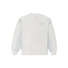 Sweat-shirt à col rond en patchwork de denim, tailles asiatiques « Blanc »