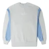 Sweat-shirt à col rond en patchwork de denim, tailles asiatiques « Bleu »