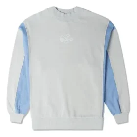 Sweat-shirt à col rond en patchwork de denim, tailles asiatiques « Bleu »