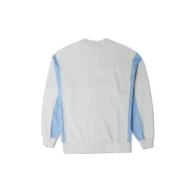 Sweat-shirt à col rond en patchwork de denim, tailles asiatiques « Bleu »