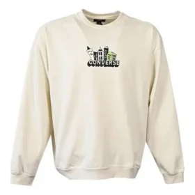 Sweat-shirt à col rond Spring Up Graphic, tailles asiatiques « Egret »