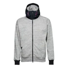 Sweat-shirt à fermeture éclair intégrale en mélange de matières, tailles asiatiques « Gris »