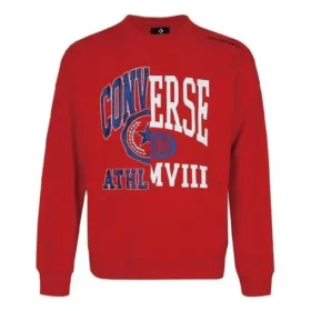 Sweat-shirt unisexe à col rond avec logo imprimé Rouge