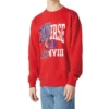 Sweat-shirt unisexe à col rond avec logo imprimé Rouge