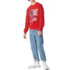 Sweat-shirt unisexe à col rond avec logo imprimé Rouge