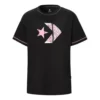 T-shirt ample imprimé à col rond et manches courtes, noir