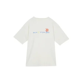 T-shirt avec logo « Put-a-Smile-On-Your-Face » – Tailles asiatiques « Blanc »