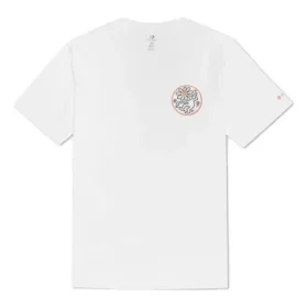 T-shirt blanc ample à col rond pour homme Converse x Keith Haring Crossover avec logo brodé et imprimé alphabétique