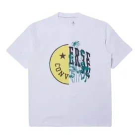 T-shirt blanc à manches courtes respirant pour homme Converse avec imprimé visage souriant