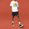 T-shirt blanc à manches courtes respirant pour homme Converse avec imprimé visage souriant