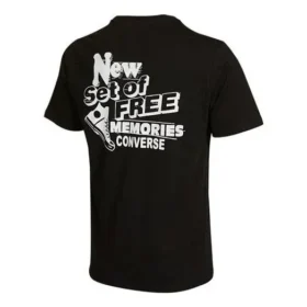 T-shirt casual à col rond et manches courtes Converse pour homme, imprimé dans le dos, noir