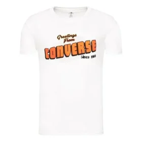 T-shirt casual à manches courtes Converse pour homme, imprimé « Loose Alphabet », blanc