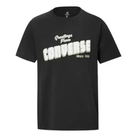 T-shirt casual à manches courtes Converse pour homme, imprimé « Loose Alphabet », noir