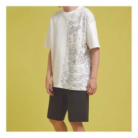 T-shirt casual à manches courtes Converse pour homme, motif flamme et logo, blanc