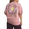 T-shirt à col rond avec motif floral, tailles asiatiques « Rose »