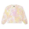 T-shirt à col rond en coton délavé à motif floral, tailles asiatiques « Rose »