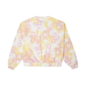 T-shirt à col rond en coton délavé à motif floral, tailles asiatiques « Rose »