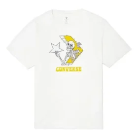 T-shirt à col rond et manches courtes Converse Skeleton Printing Knit pour homme, blanc
