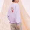 T-shirt à col rond à motif floral, tailles asiatiques « Lilac »
