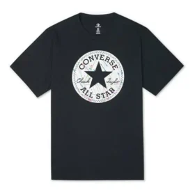 T-shirt Converse Chuck Pattern à col rond, décontracté, sportif et respirant, à manches courtes, noir, pour homme