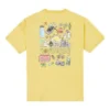 T-shirt Converse pour homme à col rond et manches courtes, ample et décontracté, avec imprimé graffiti cartoon au dos, couleur or