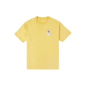 T-shirt Converse pour homme à col rond et manches courtes, ample et décontracté, avec imprimé graffiti cartoon au dos, couleur or