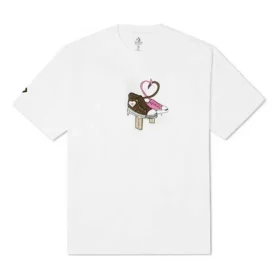 T-shirt Converse pour homme, col rond, respirant, manches courtes, blanc