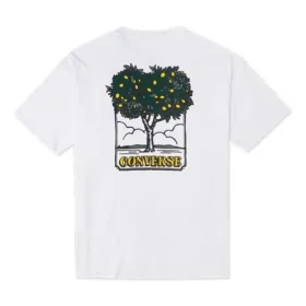 T-shirt Converse pour homme à imprimé cartoon, coupe ample, col rond et manches courtes, blanc