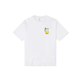 T-shirt Converse pour homme à imprimé cartoon, coupe ample, col rond et manches courtes, blanc