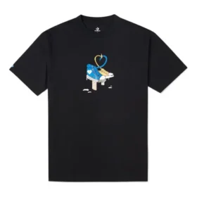 T-shirt décontracté à manches courtes Converse imprimé pour homme, noir et respirant T-shirt décontracté à manches courtes Converse imprimé pour homme, noir et respirant