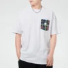 T-shirt décontracté à manches courtes et poche pour homme, blanc