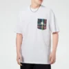 T-shirt décontracté à manches courtes et poche pour homme, blanc