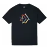 T-shirt de sport à col rond et manches courtes avec imprimé chevron étoilé, tailles asiatiques « Noir »