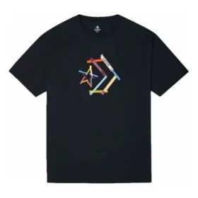 T-shirt de sport à col rond et manches courtes avec imprimé chevron étoilé, tailles asiatiques « Noir » T-shirt de sport à col rond et manches courtes avec imprimé chevron étoilé, tailles asiatiques « Noir »