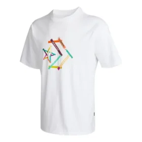 T-shirt de sport à col rond et manches courtes avec imprimé étoile en chevron – Tailles asiatiques « Blanc » T-shirt de sport à col rond et manches courtes avec imprimé étoile en chevron – Tailles asiatiques « Blanc »