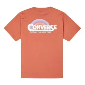 T-shirt de sport à manches courtes en tricot pour homme Converse avec logo arc-en-ciel imprimé, rouge T-shirt de sport à manches courtes en tricot pour homme Converse avec logo arc-en-ciel imprimé, rouge