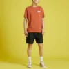 T-shirt de sport à manches courtes en tricot pour homme Converse avec logo arc-en-ciel imprimé, rouge