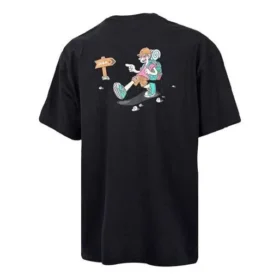 T-shirt de sport à manches courtes pour homme Converse, imprimé cartoon amusant, respirant, noir T-shirt de sport à manches courtes pour homme Converse, imprimé cartoon amusant, respirant, noir