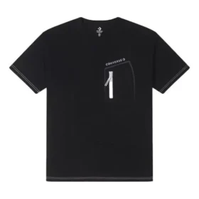T-shirt à logo et poche zippée, tailles asiatiques « Noir »