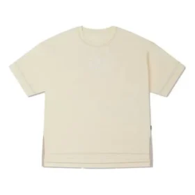 T-shirt à logo fendu et coutures contrastées, tailles asiatiques « Beige »