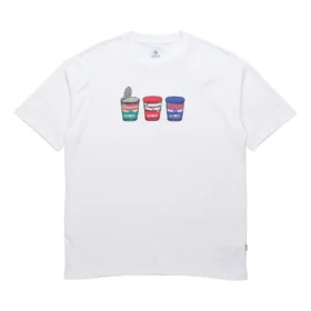 T-shirt à manches courtes avec applique Pics Unisexe Blanc